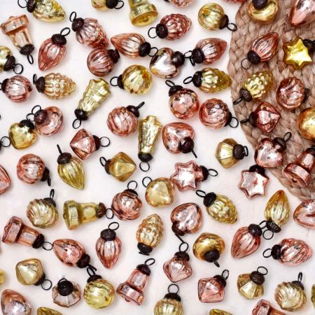 25 Pieces Rose Gold and Gold Christmas Ornaments - Vintage Golden Christmas Tree Ornaments